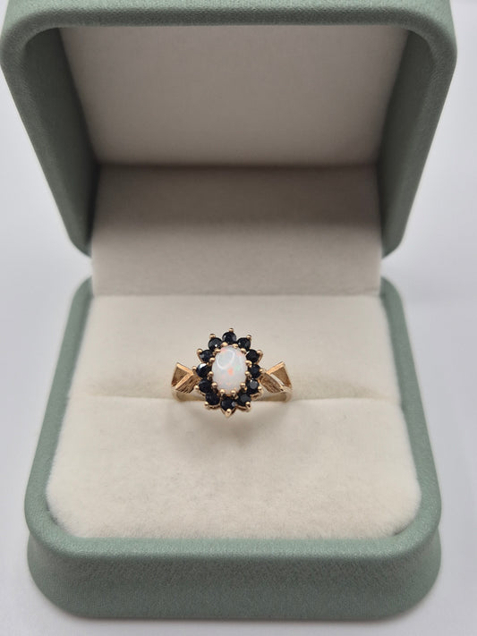 9ct gold opal and sapphire ring