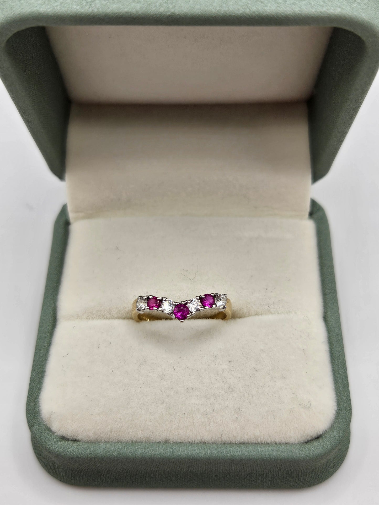 9ct gold ruby and cz ring