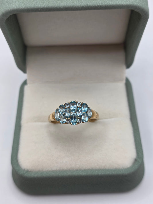 9ct gold blue gemstone ring