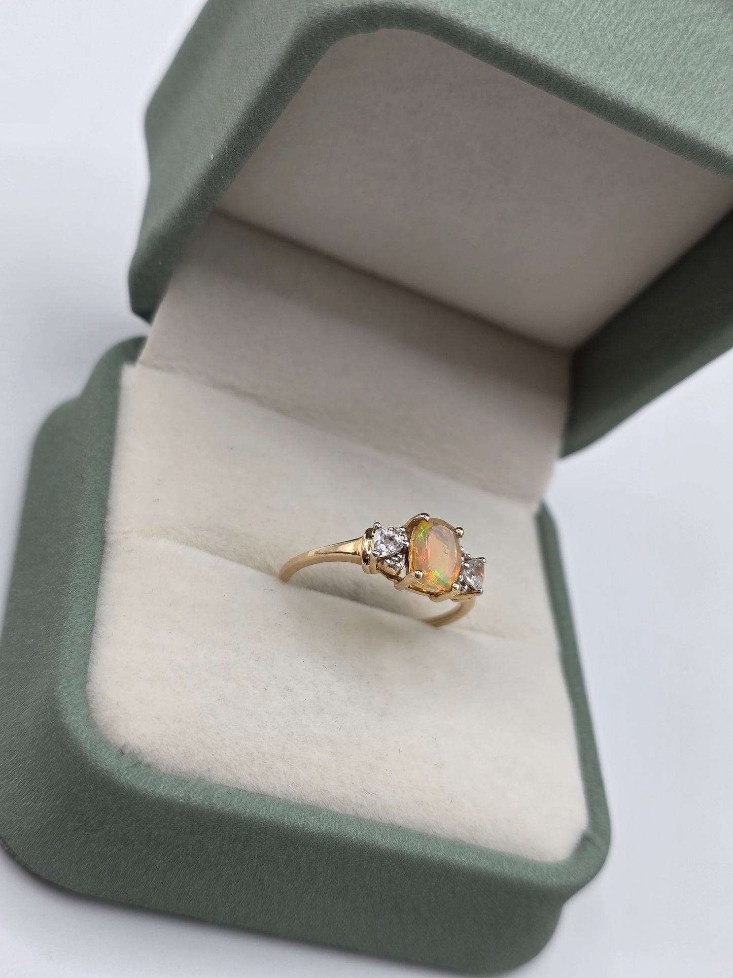 9ct gold opal and zircon ring