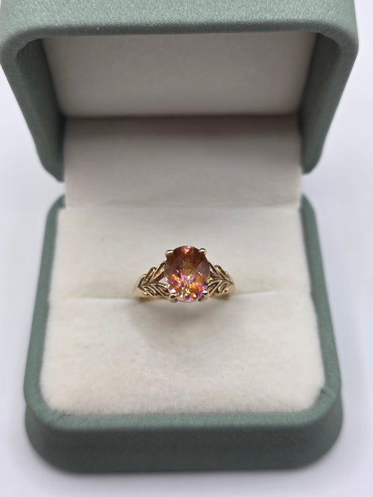 9ct gold mystic topaz ring
