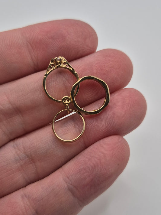9ct gold engagment, wedding and eternity ring charm