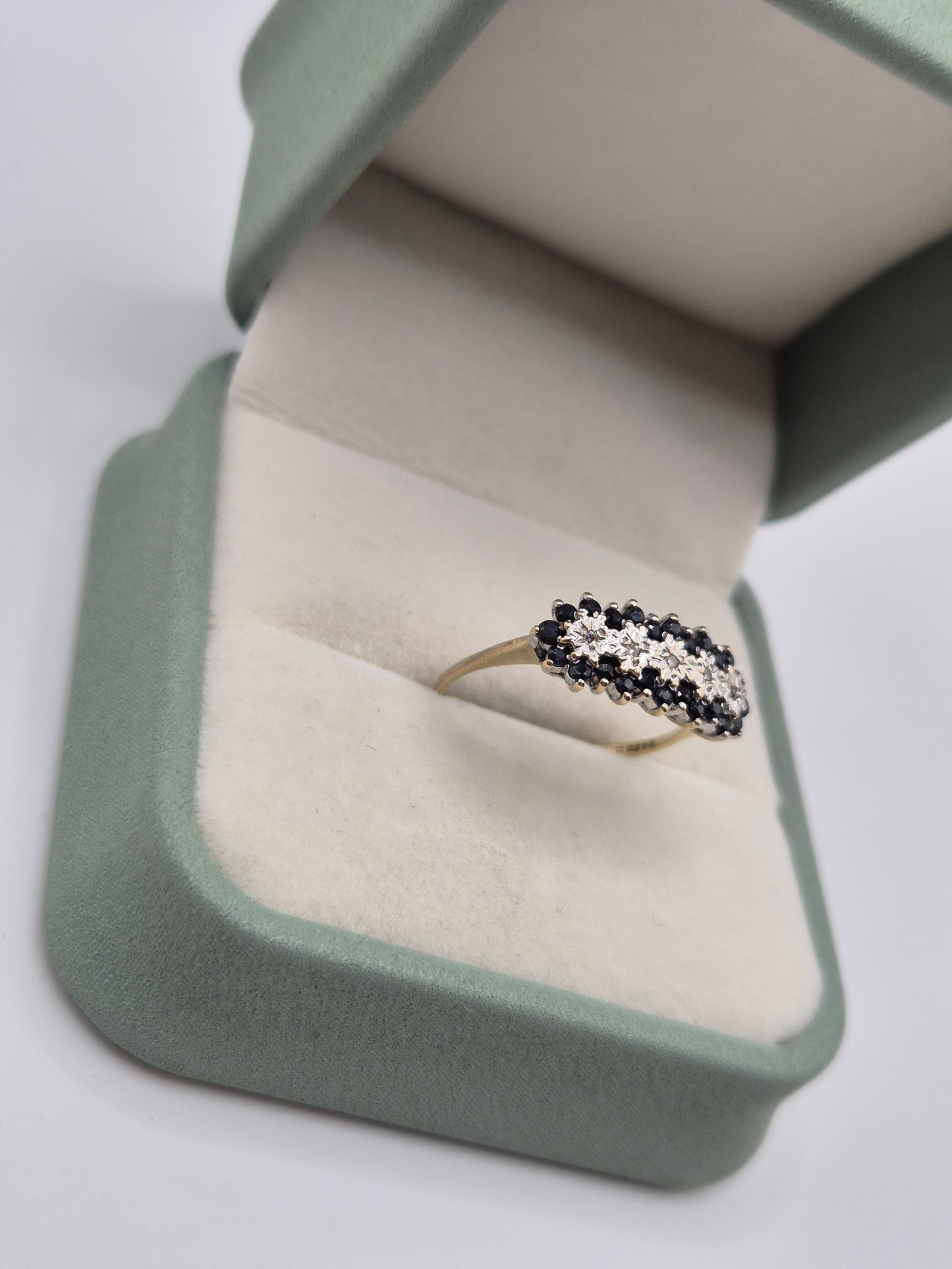 9ct gold sapphire and diamond ring