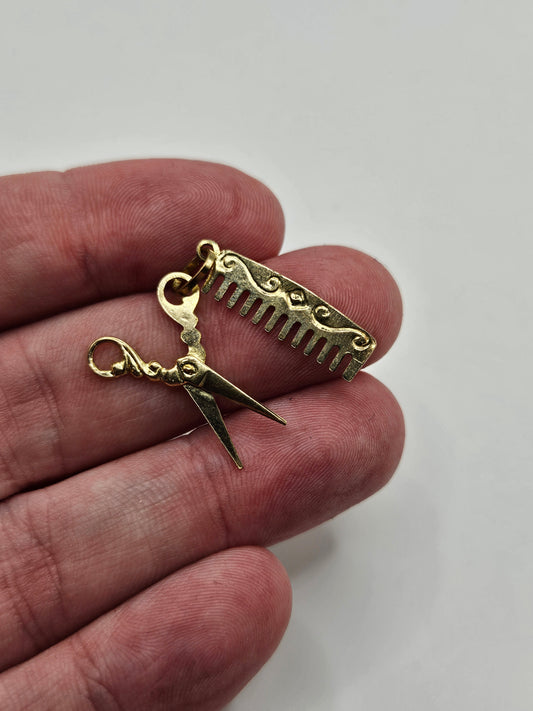 9ct gold barber tools charm