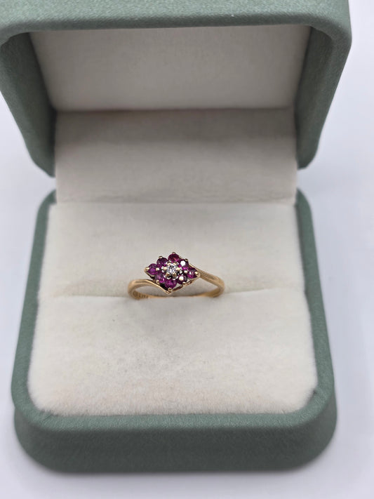 9ct gold ruby and diamond ring