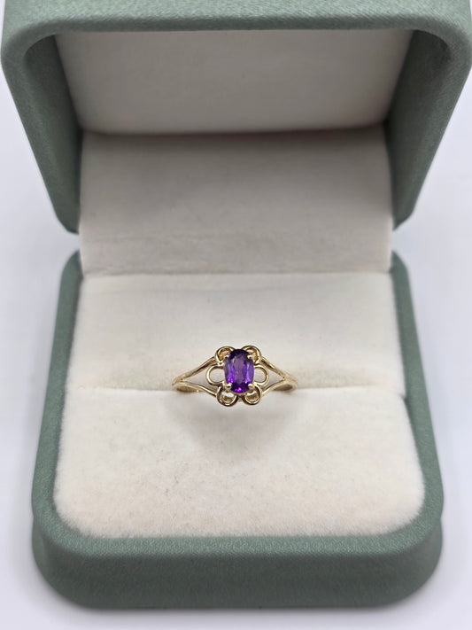 9ct gold amethyst ring