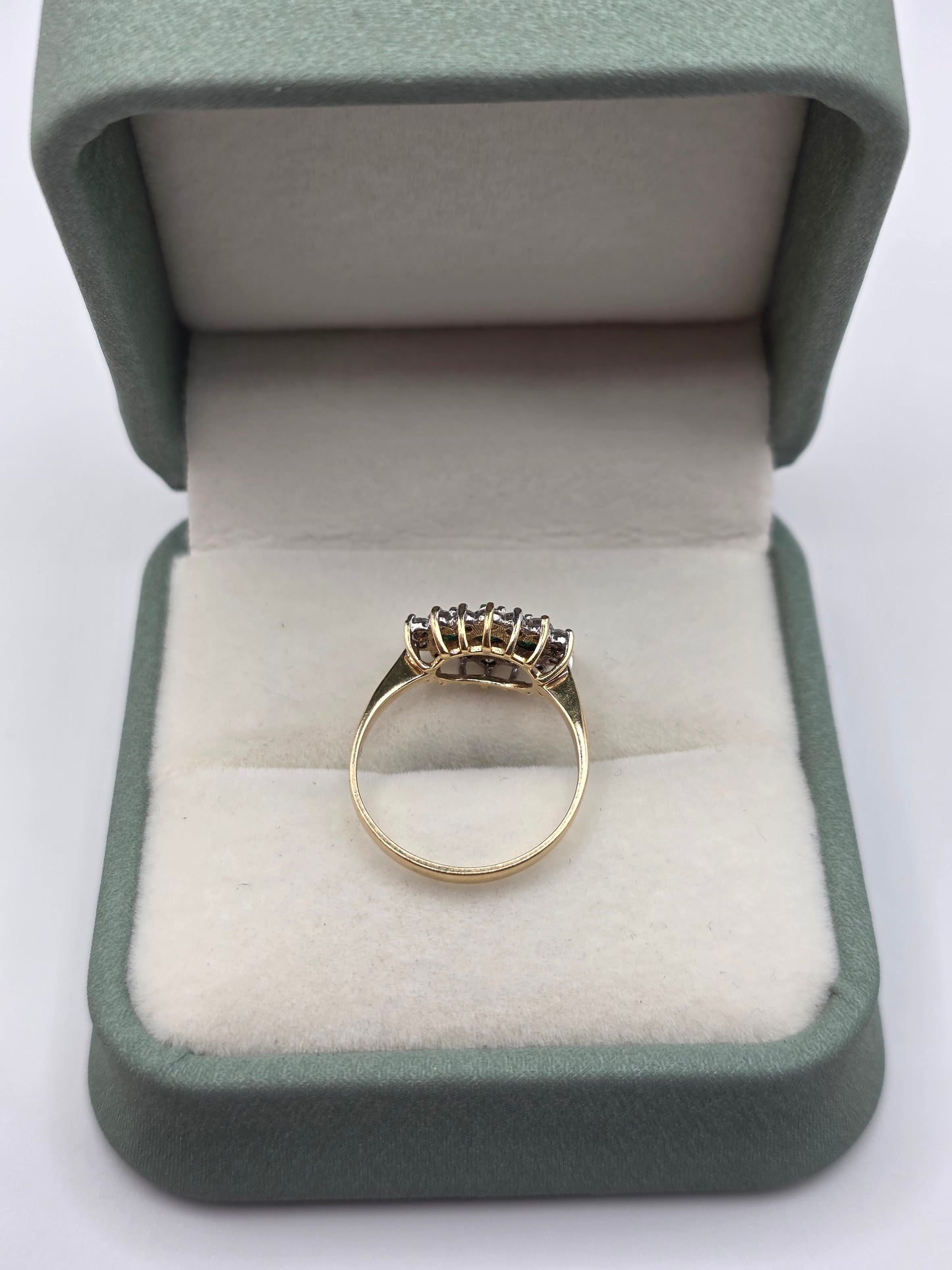 9ct gold emerald and cz ring