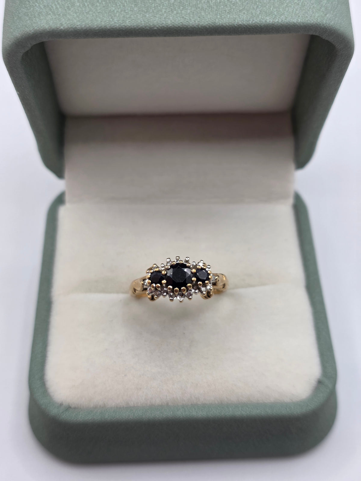 9ct gold sapphire and diamond ring