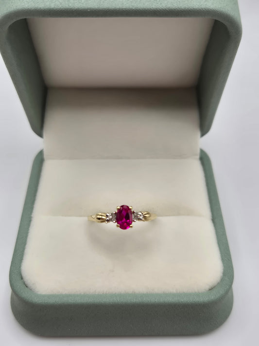 9ct gold ruby and diamond ring