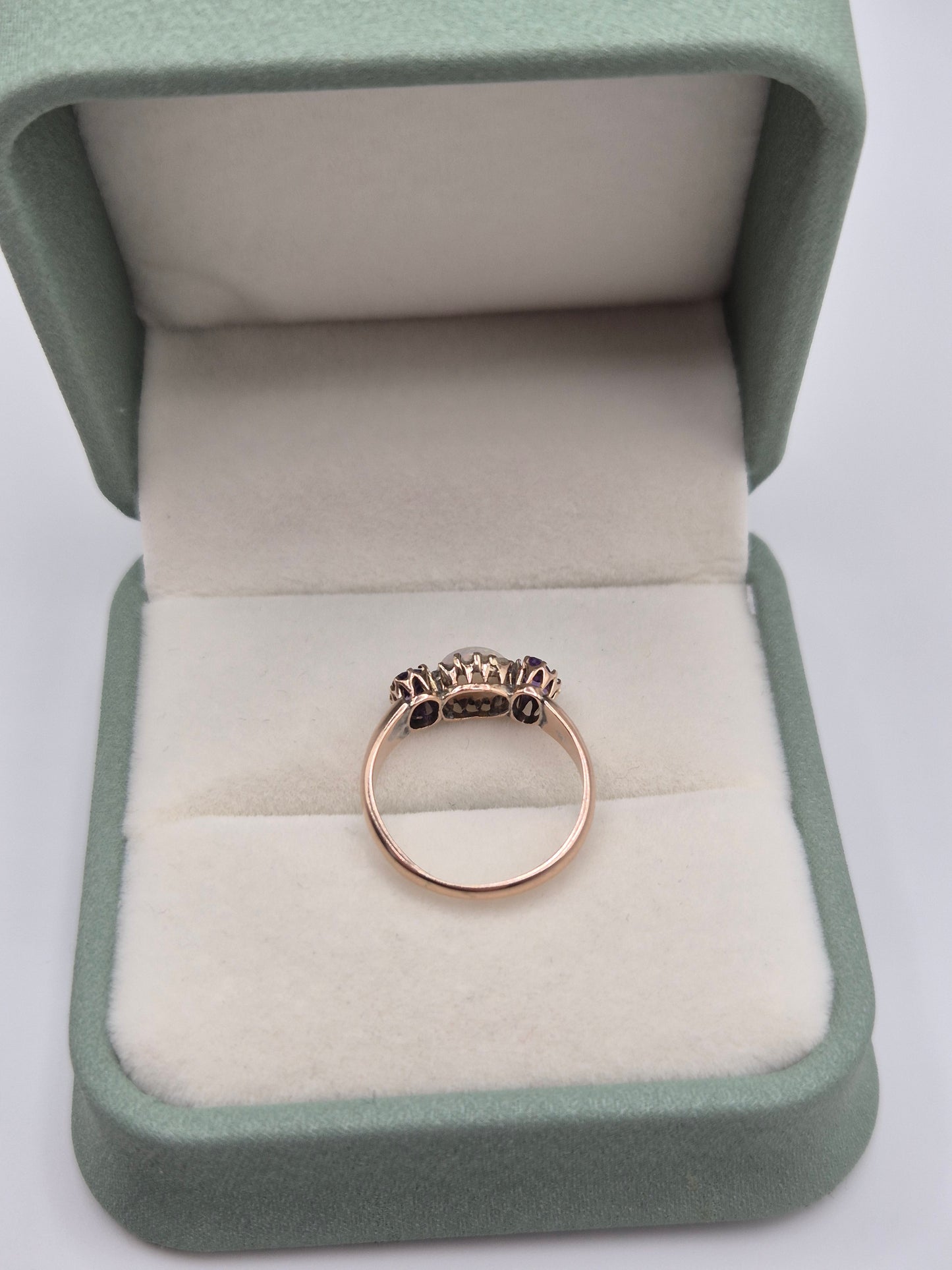 9ct rose gold amethyst and opal ring