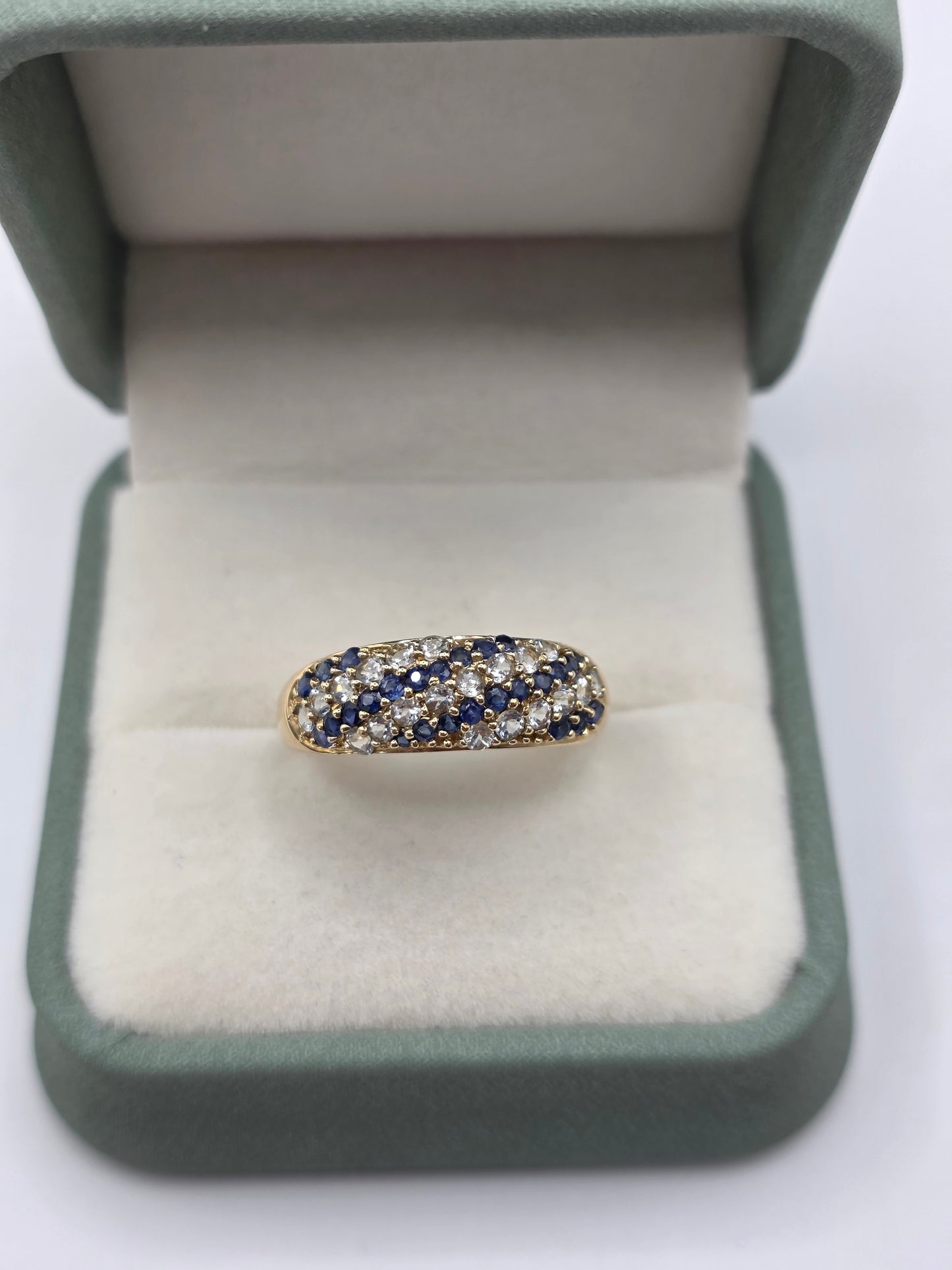 9ct gold sapphire and cz ring