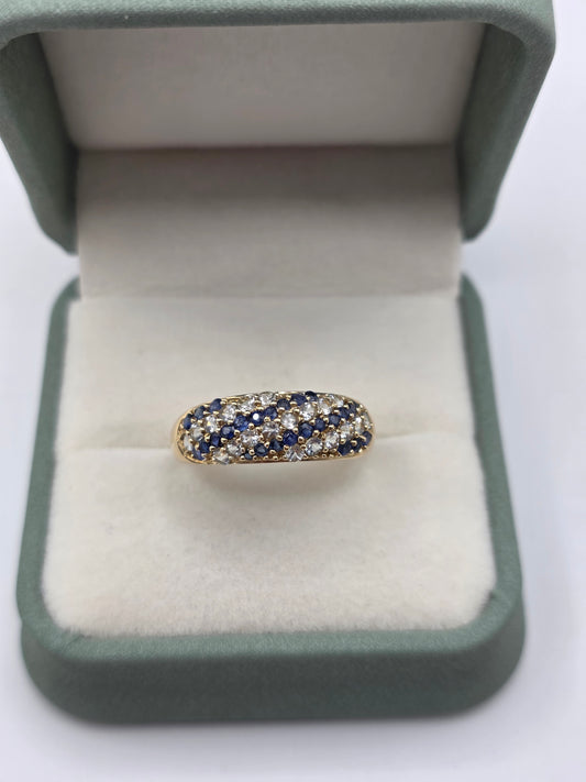 9ct gold sapphire and cz ring