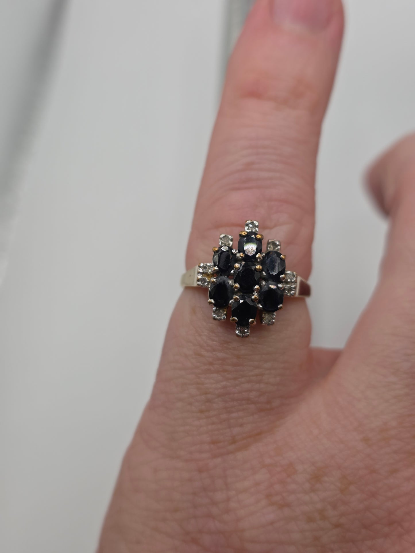 9ct gold sapphire and diamond ring