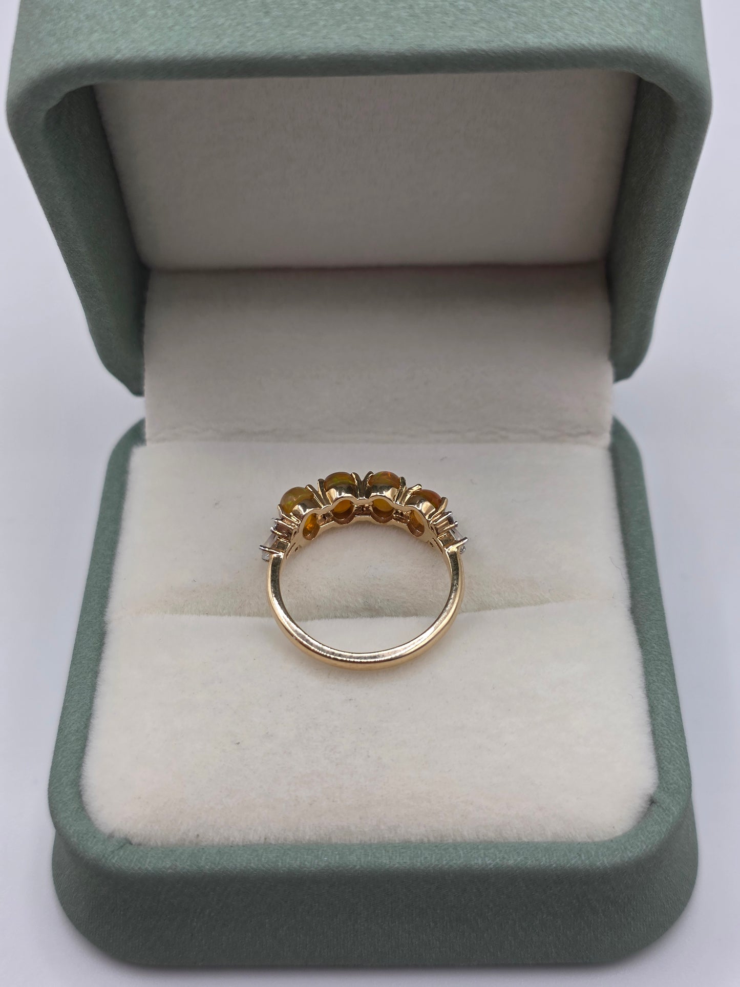 9ct gold opal and white zircon ring