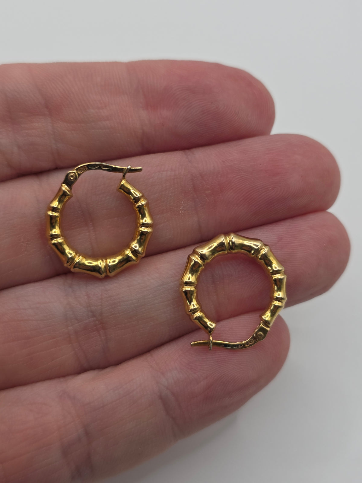 9ct gold bamboo creole earrings