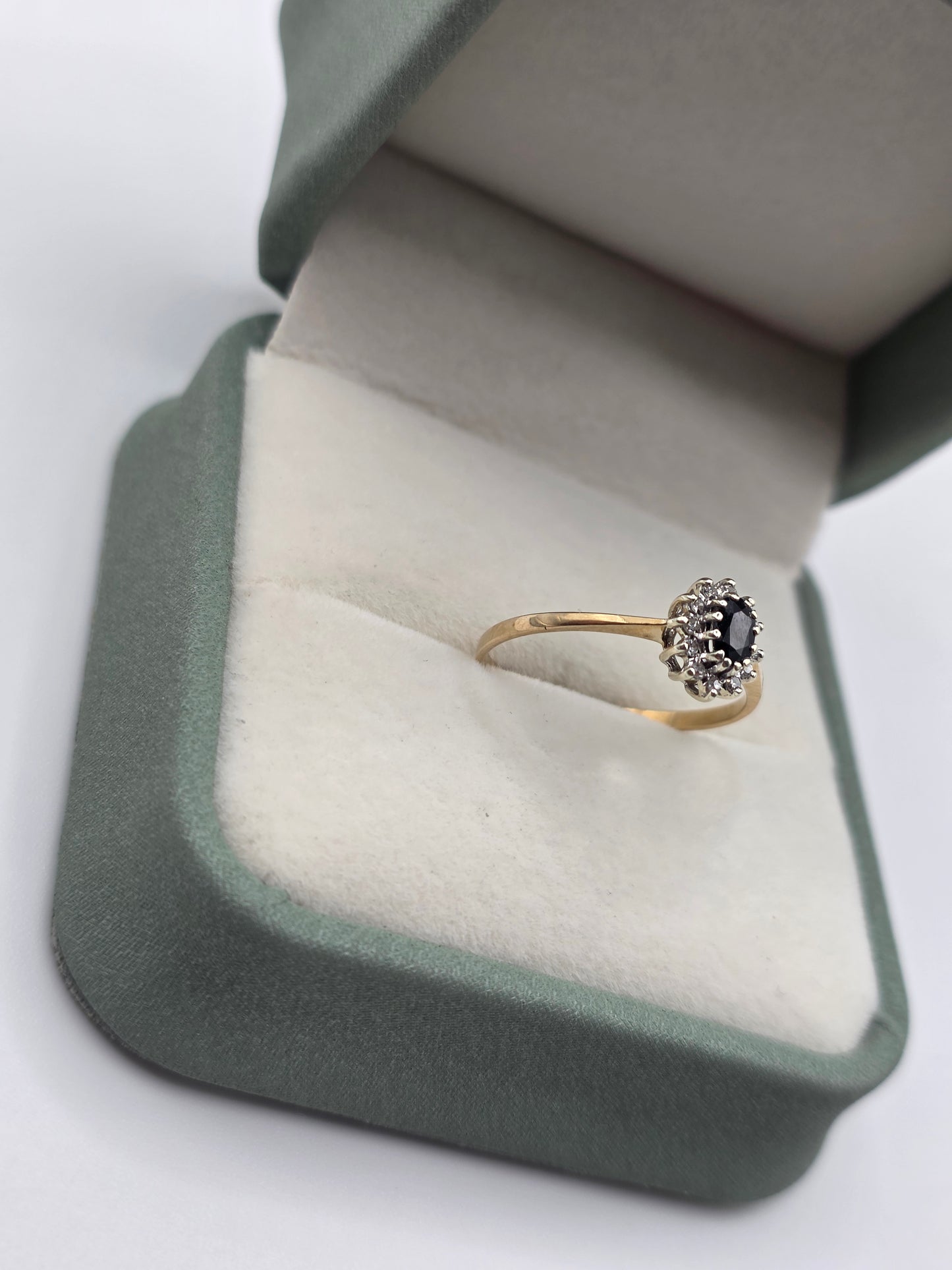 9ct gold sapphire and diamond ring