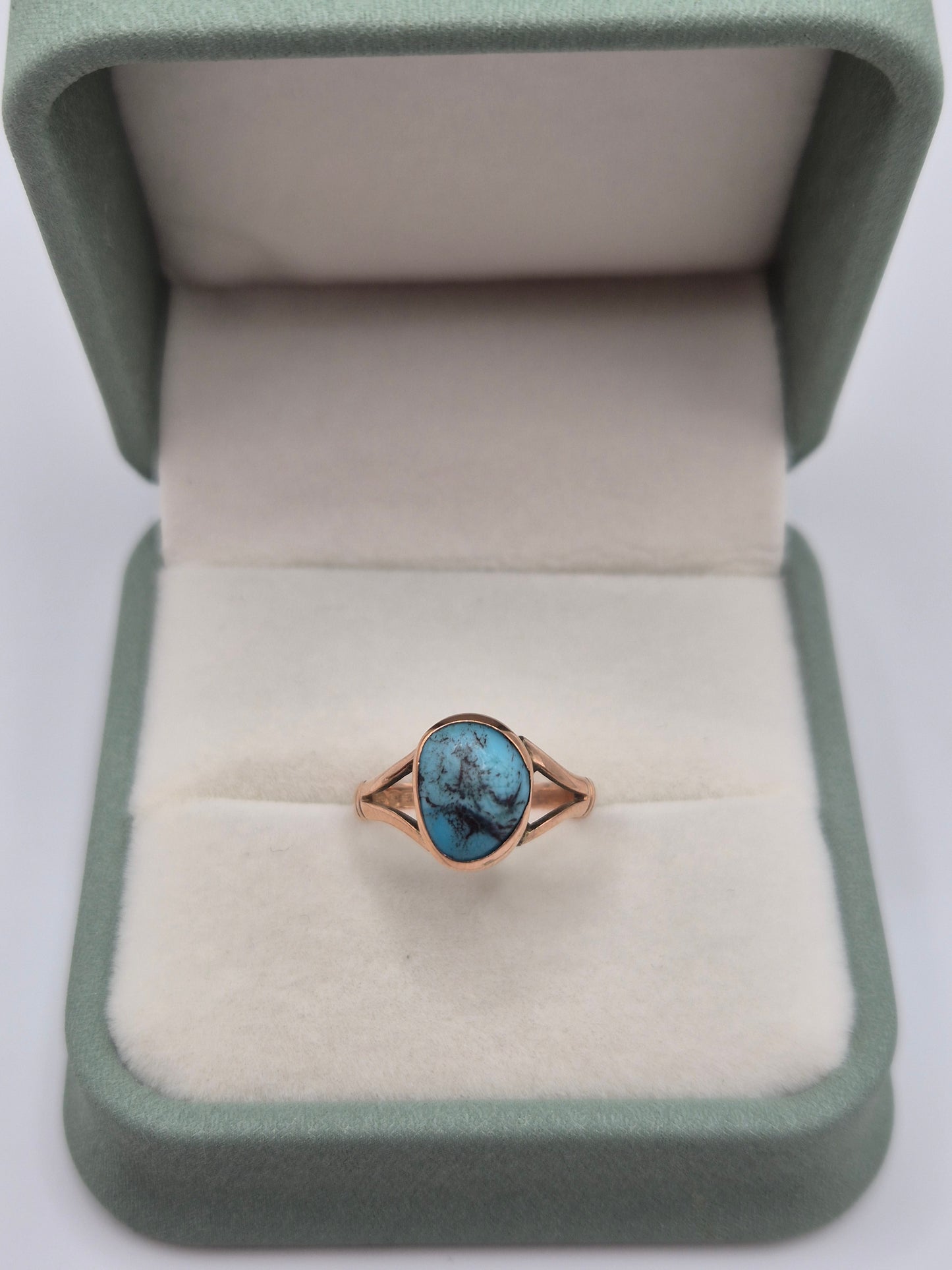 9ct rose gold turquoise ring