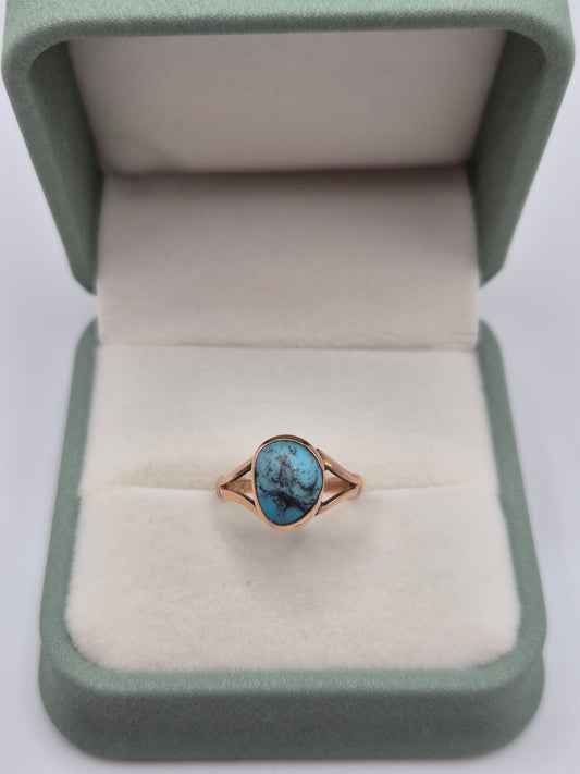 9ct rose gold turquoise ring