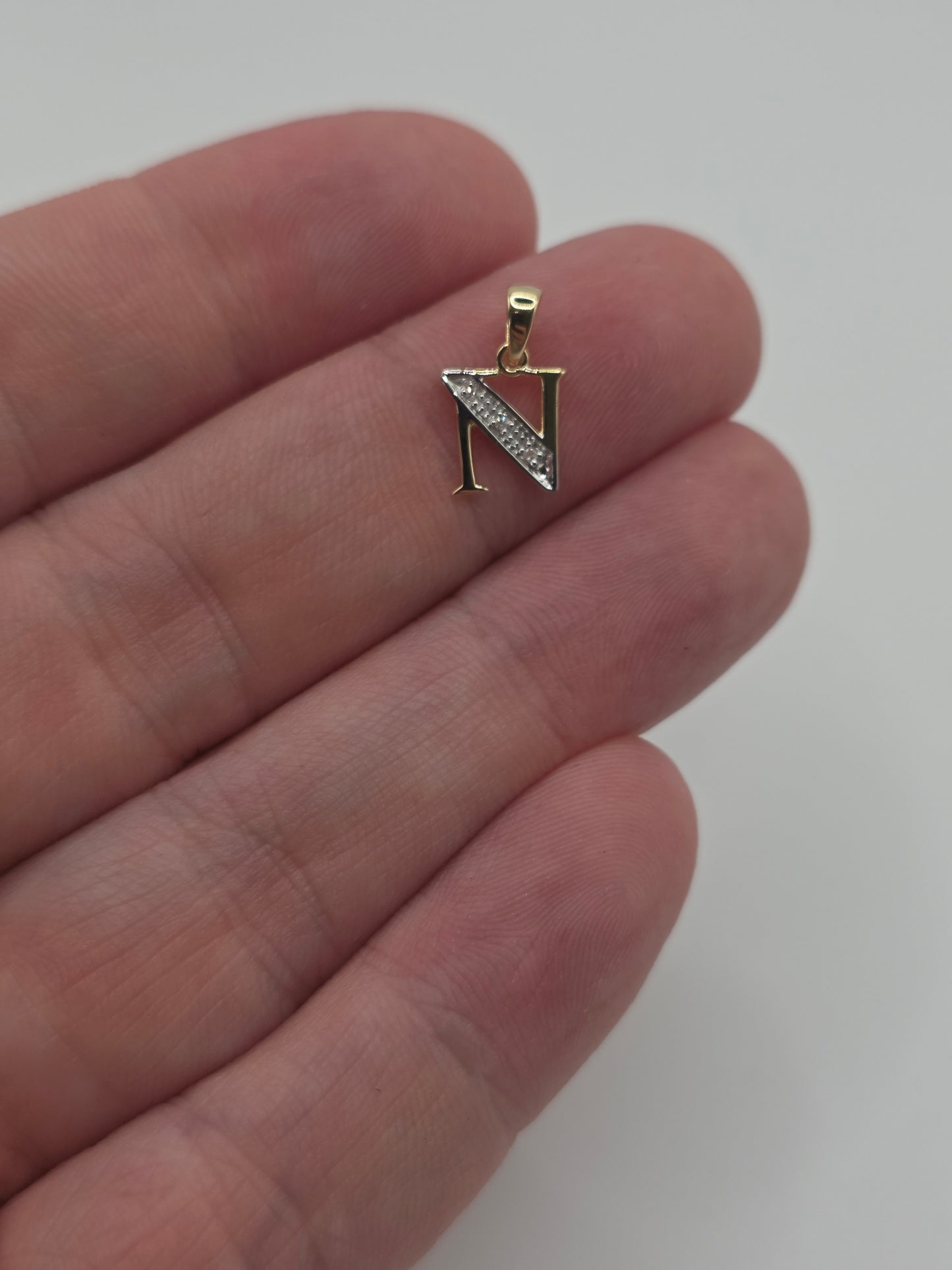 9ct gold diamond initial N pendant