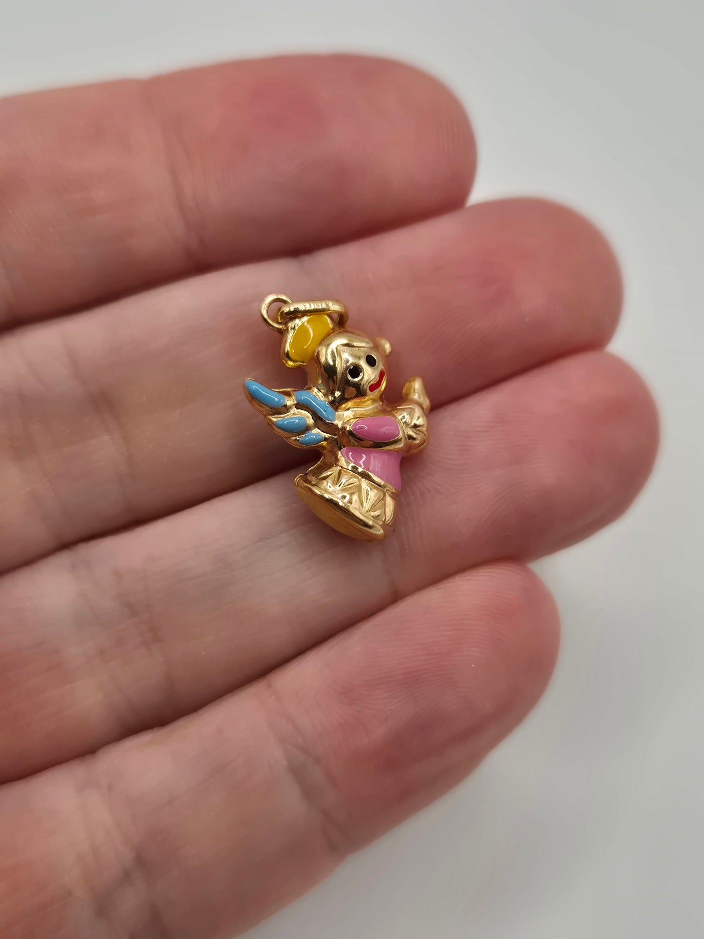 9ct gold enamelled angel charm