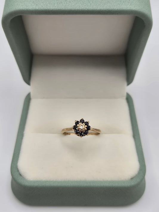 9ct gold sapphire and diamond ring