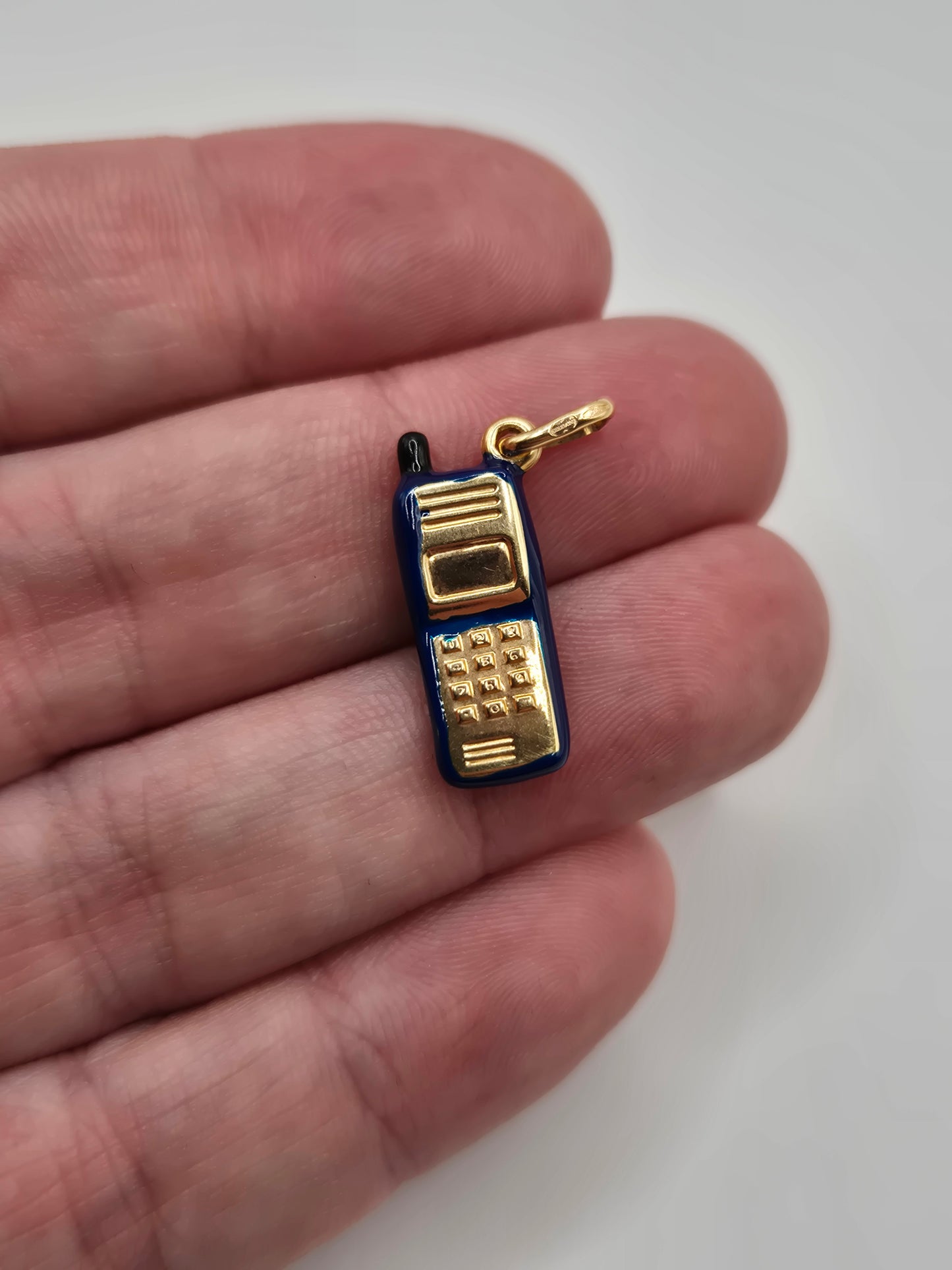 9ct gold enamelled phone charm