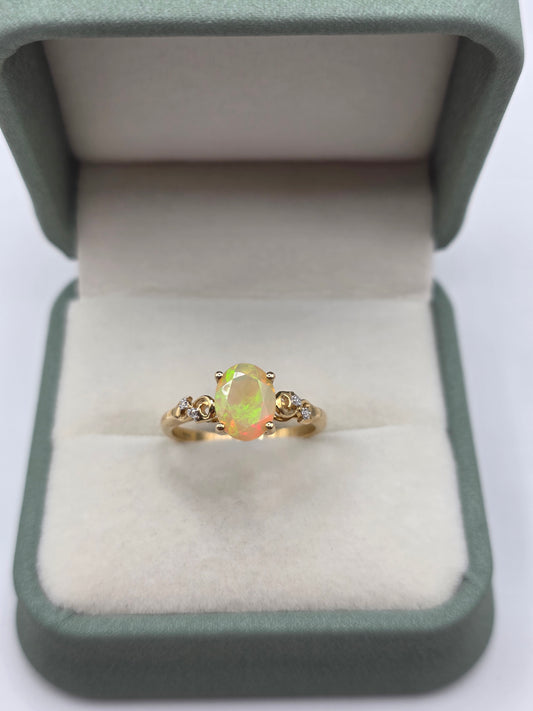 9ct gold opal and diamond ring