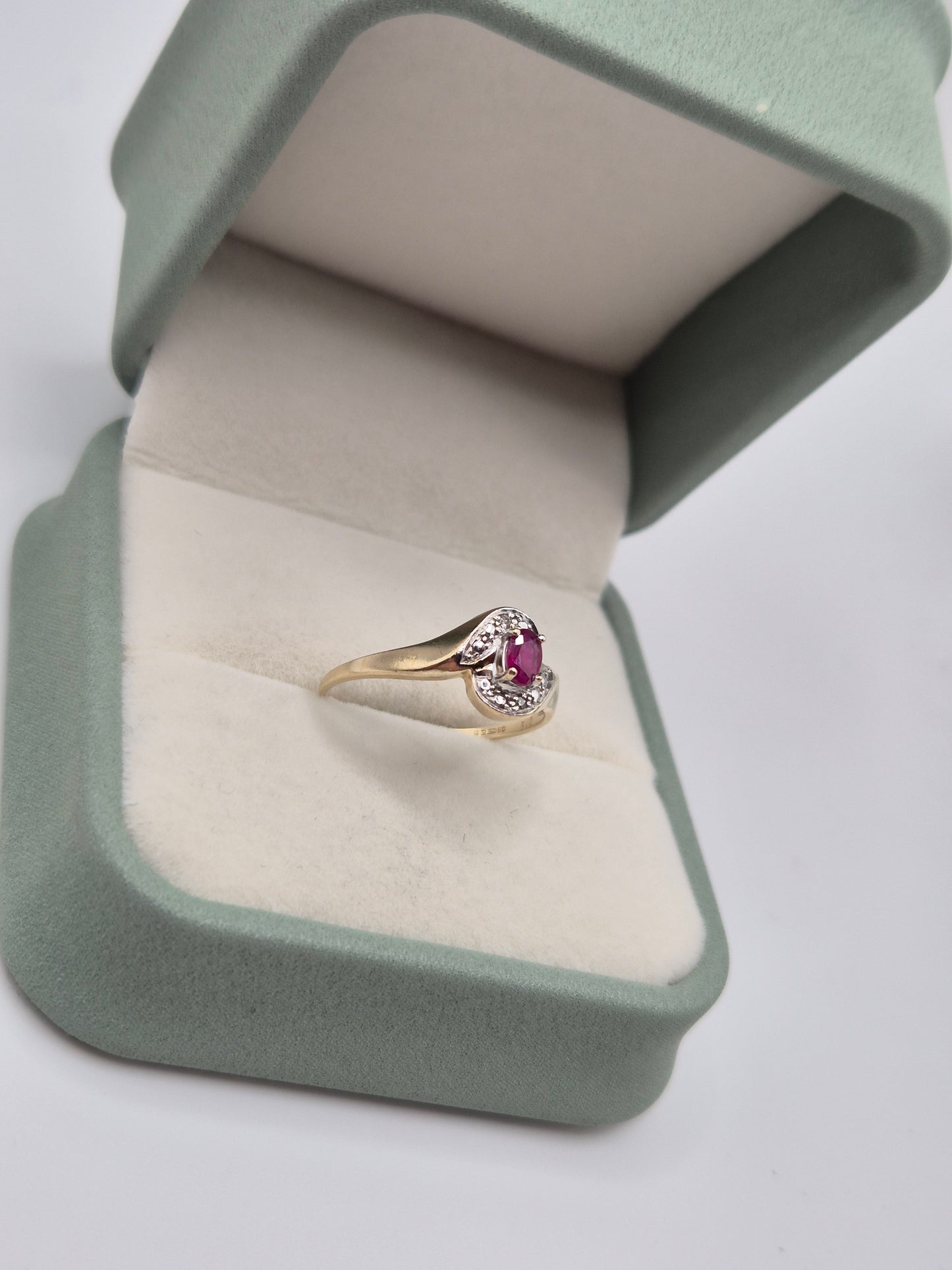 9ct gold ruby and diamond ring