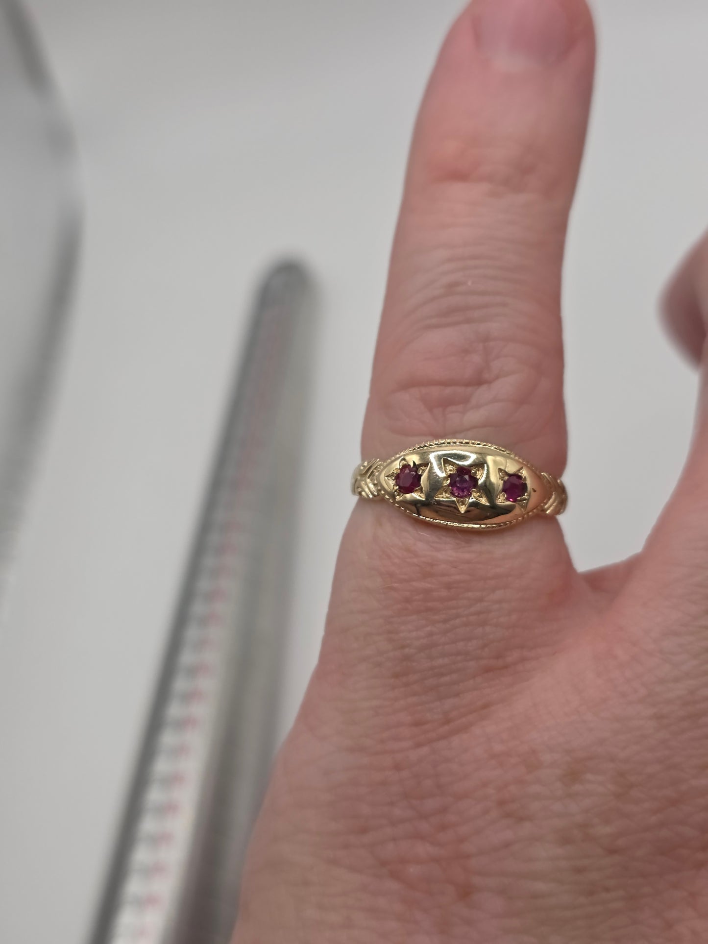 9ct gold ruby gypsy ring
