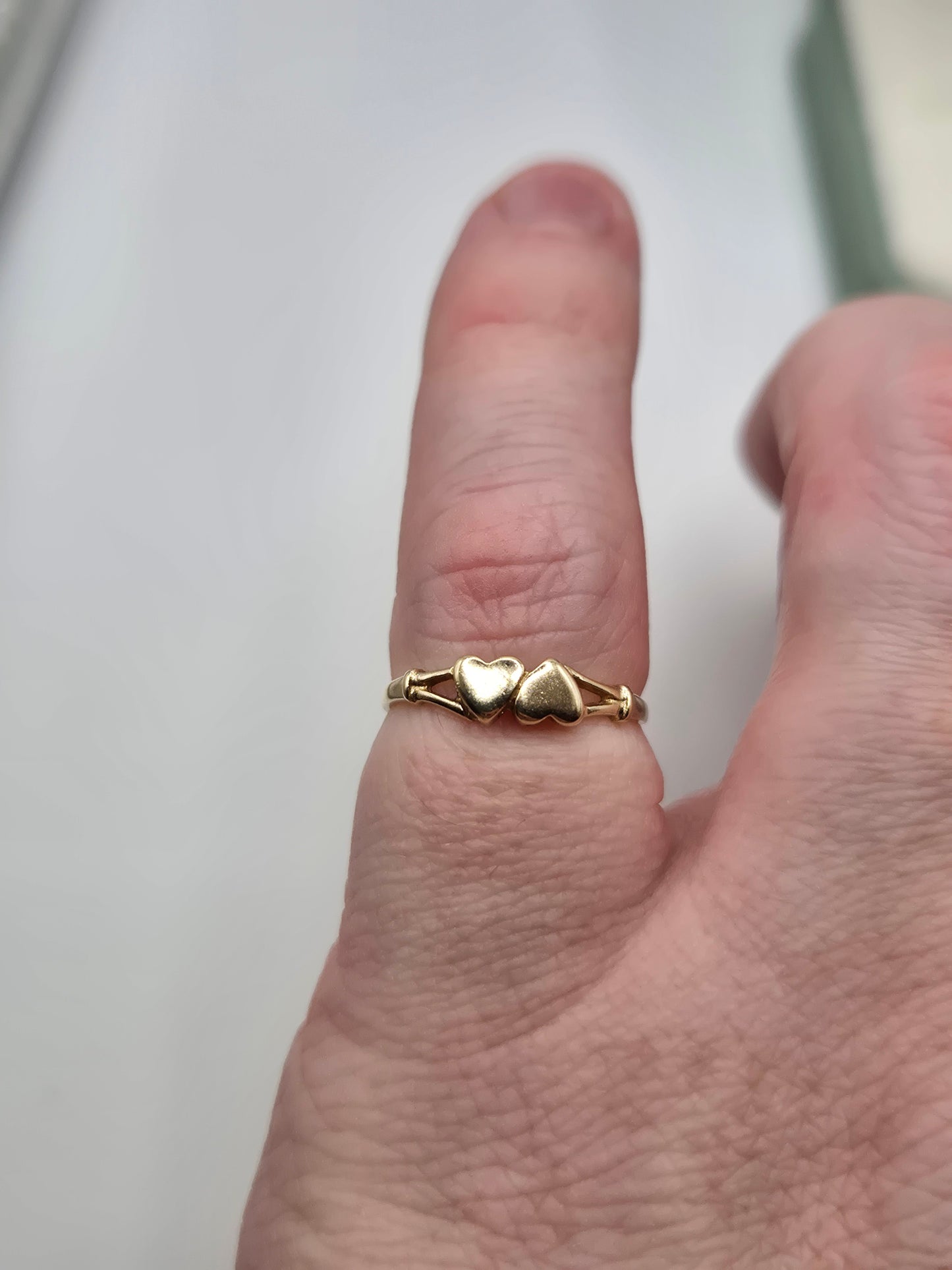 9ct gold double heart ring