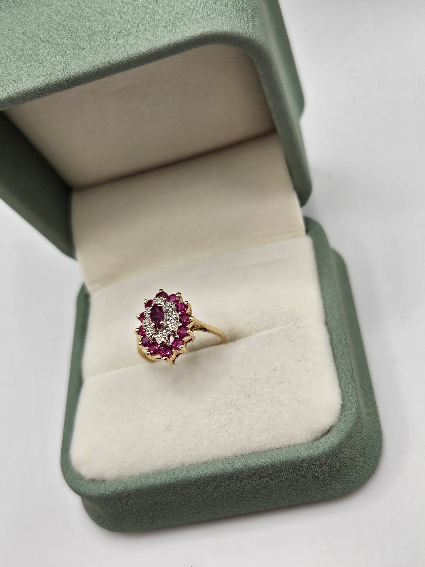 9ct gold ruby and diamond ring