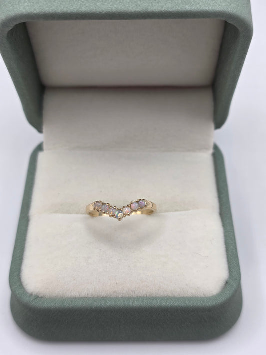 9ct gold opal wishbone ring