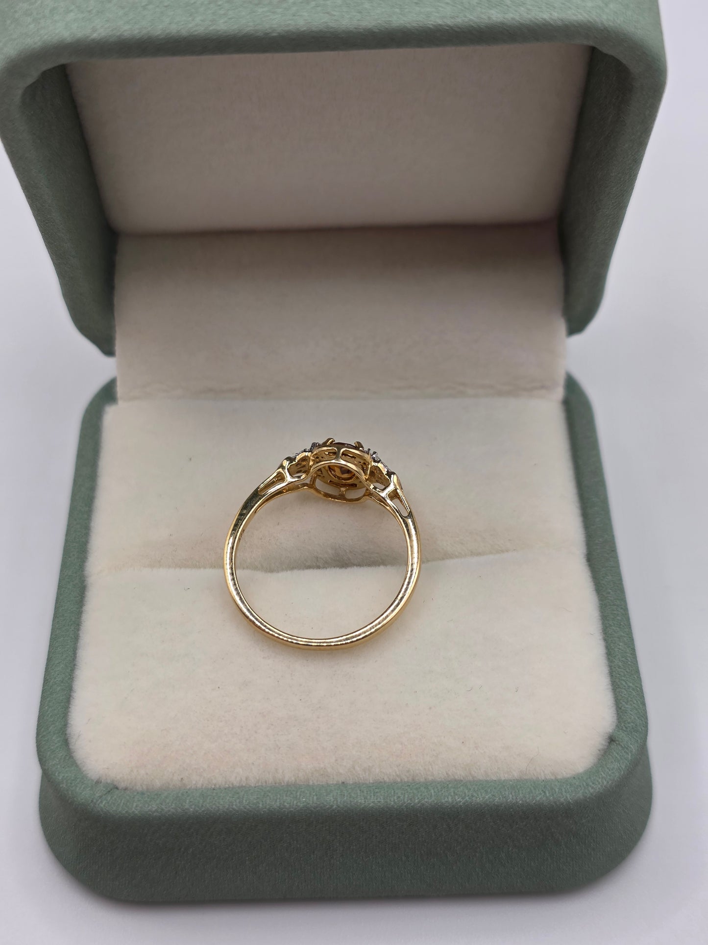 9ct gold orange topaz and zircon ring