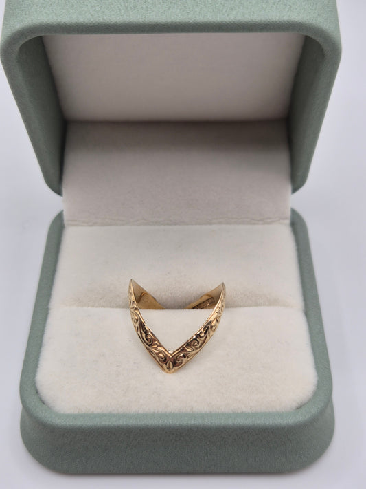9ct gold double wishbone ring
