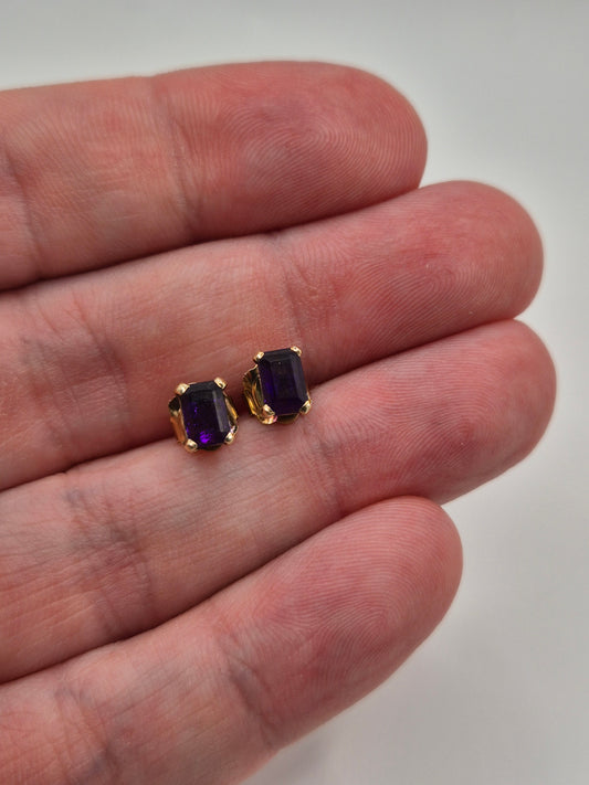 9ct gold amethyst earrings