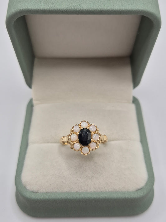 14ct gold sapphire and opal ring
