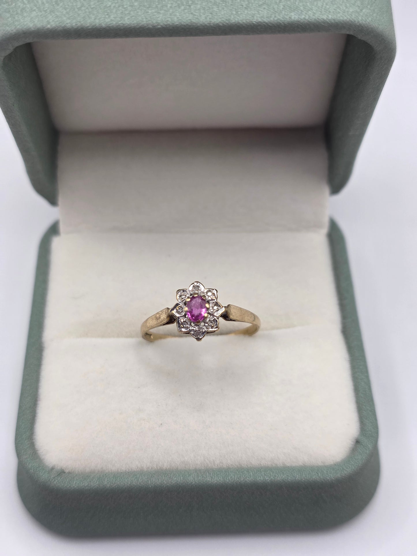 9ct gold ruby and diamond ring