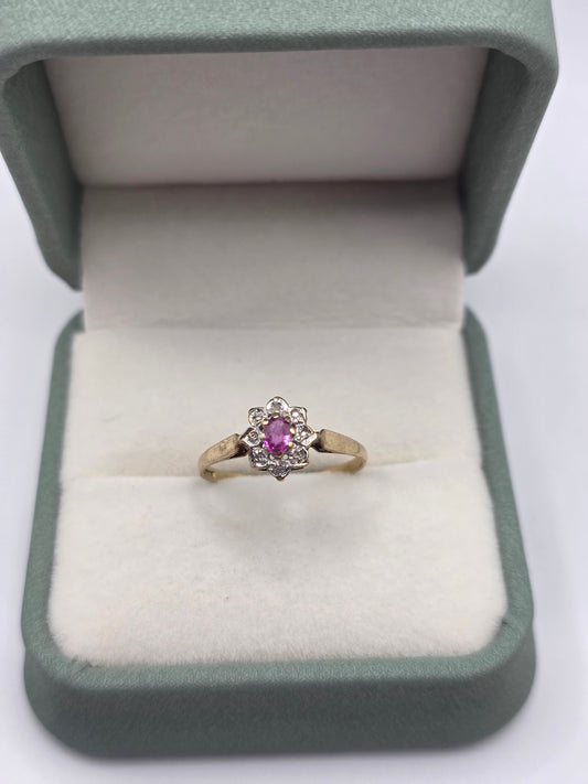 9ct gold ruby and diamond ring
