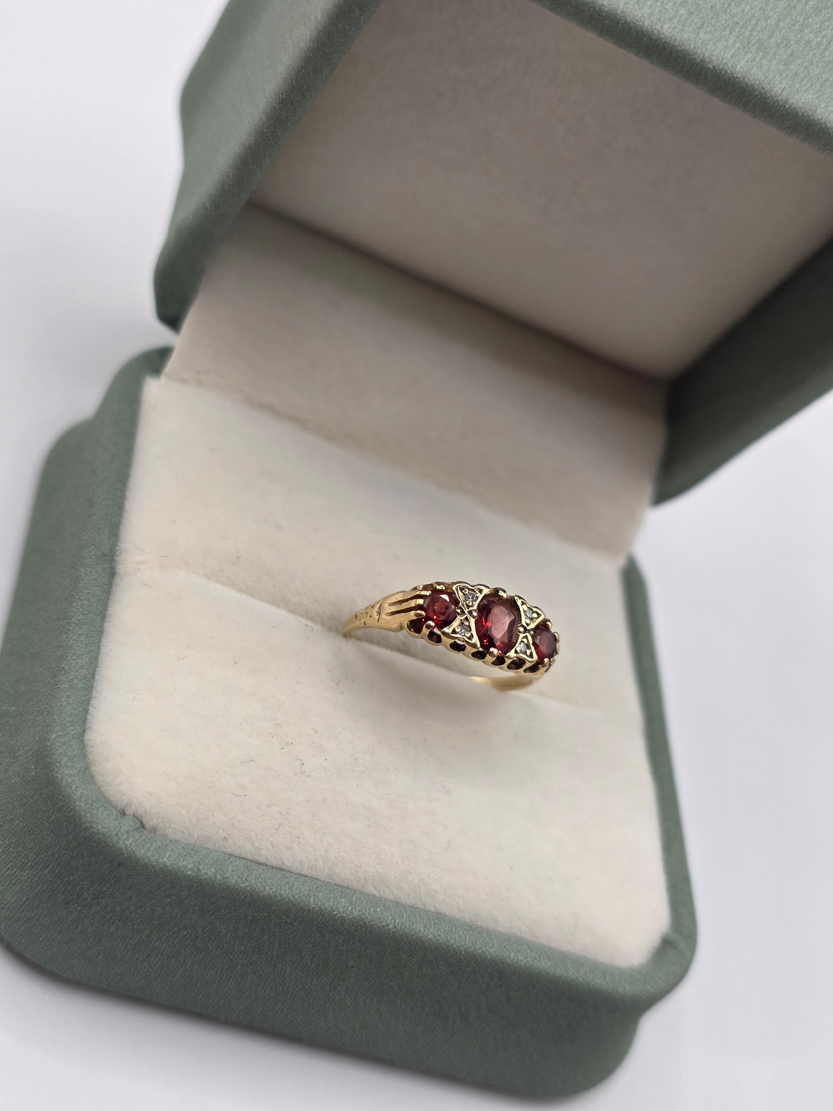 9ct gold tourmaline and diamond ring
