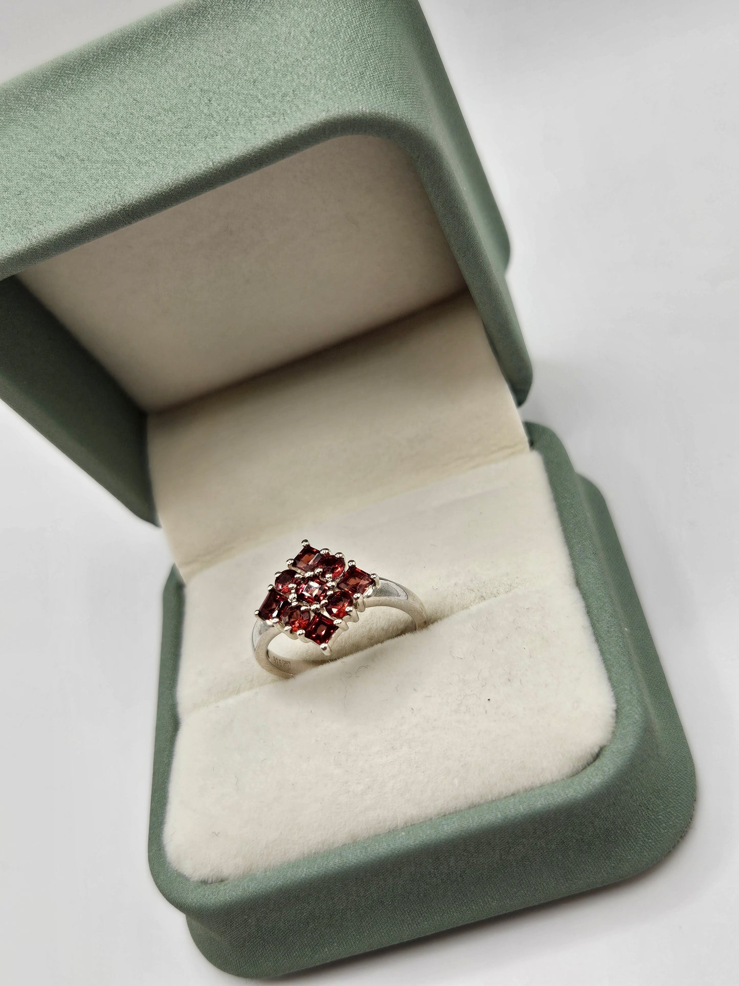 Silver garnet ring