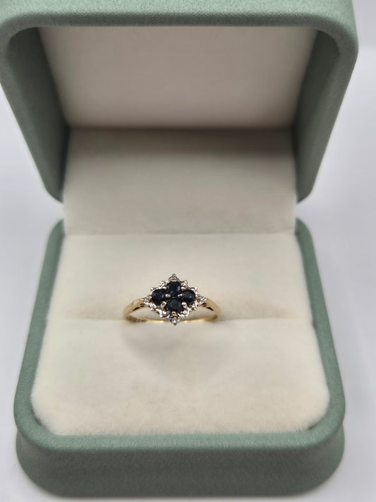 9ct gold sapphire and diamond ring