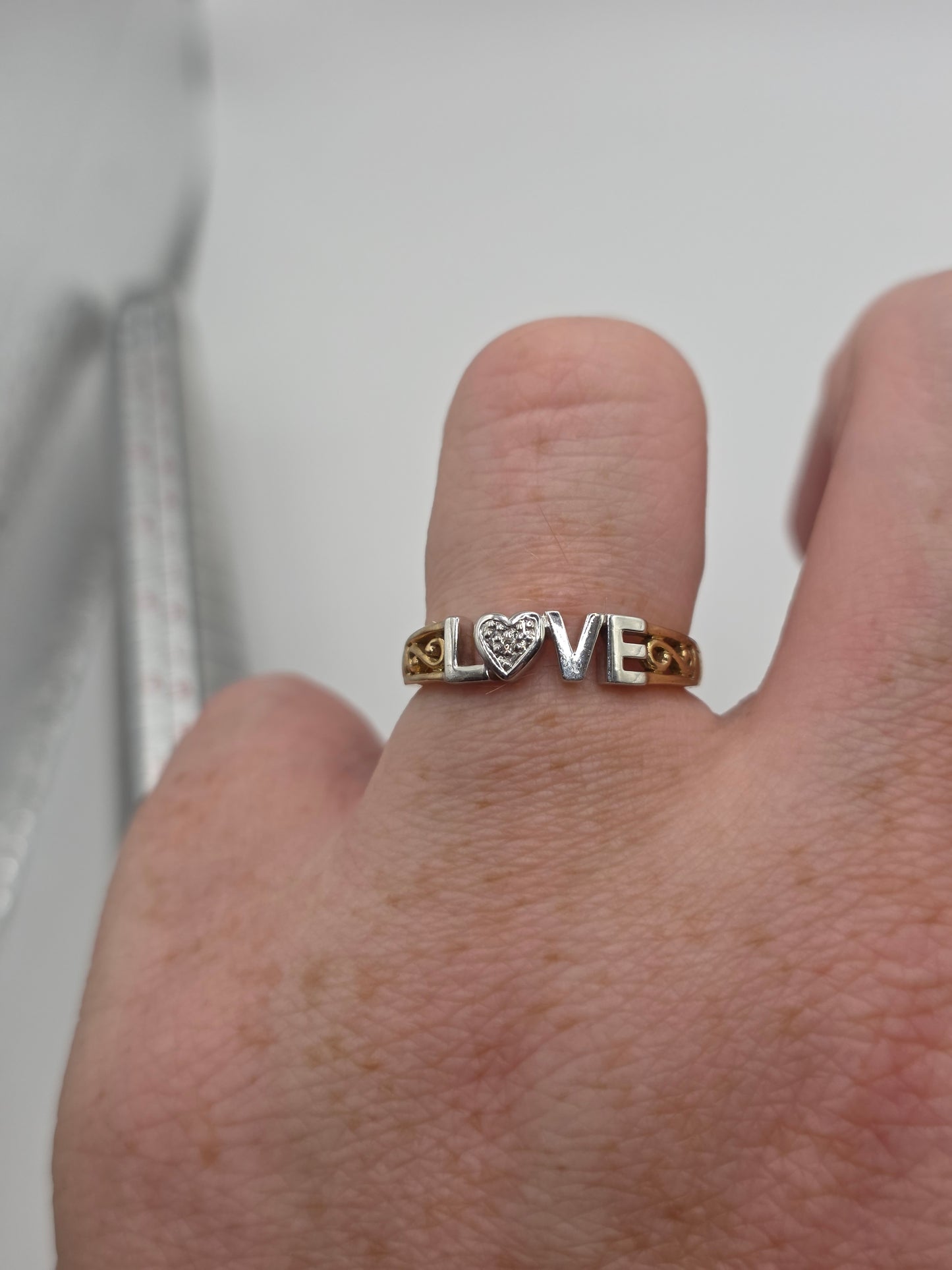 9ct two tone gold diamond Love ring