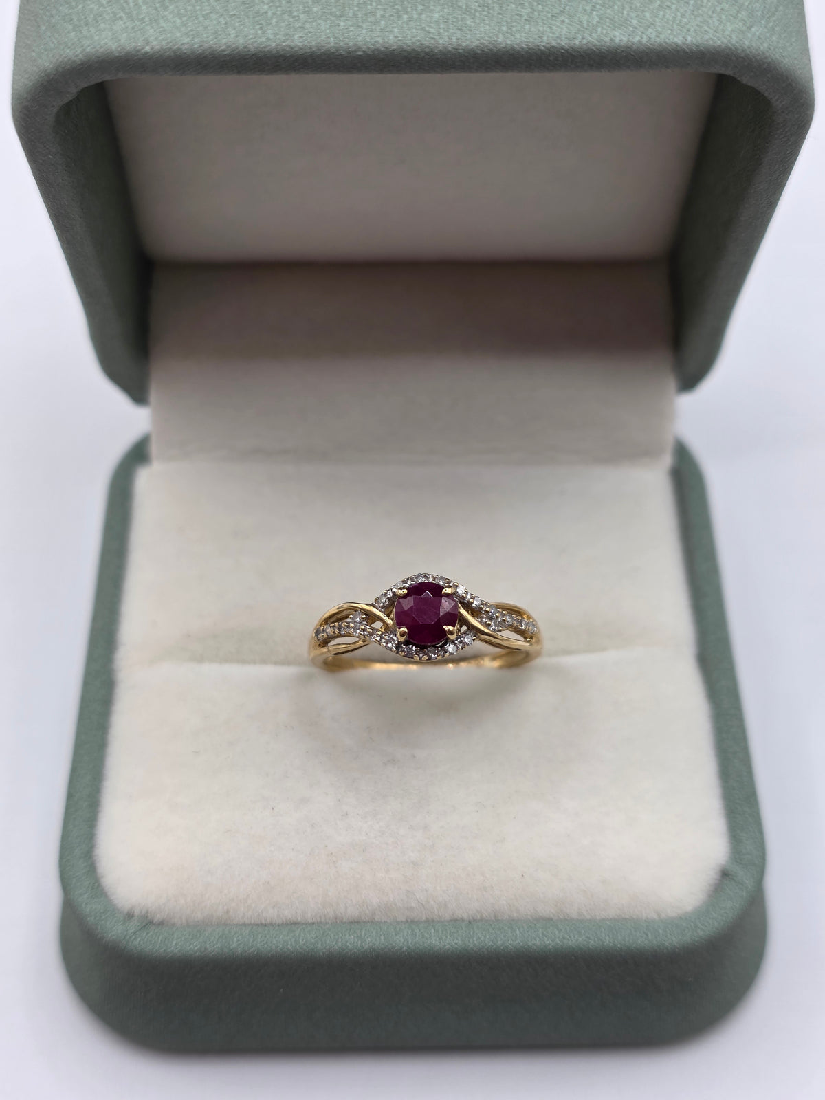 9ct gold ruby and diamond ring