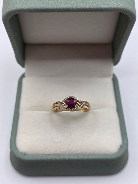 9ct gold ruby and diamond ring
