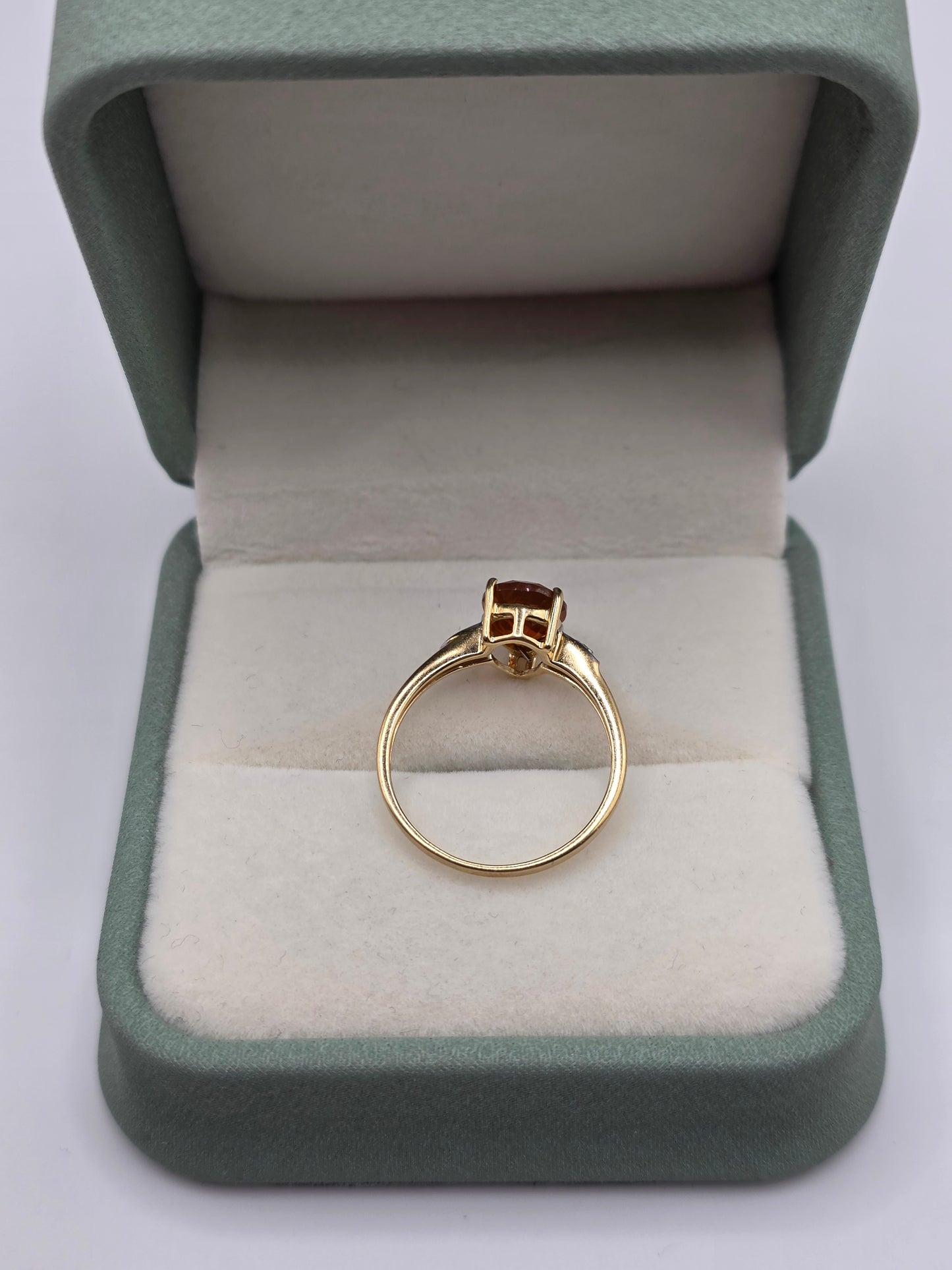 9ct gold fire opal and diamond ring