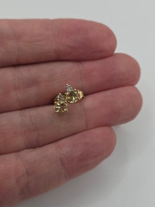9ct gold peridot and zircon earrings