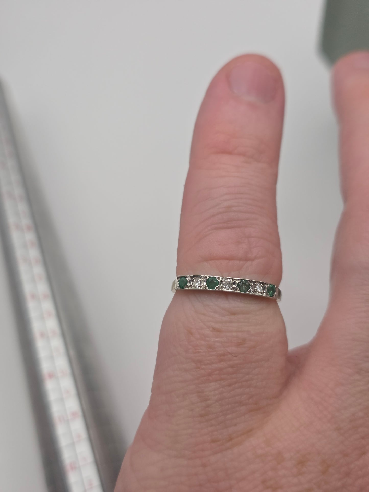 9ct gold emerald and diamond ring