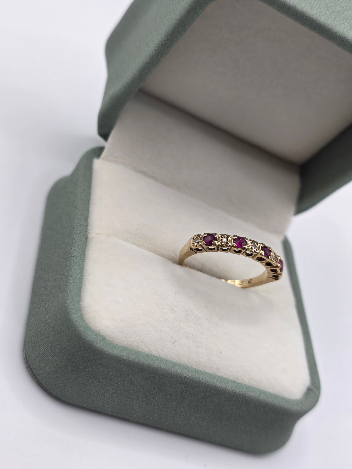 9ct gold ruby and diamond ring