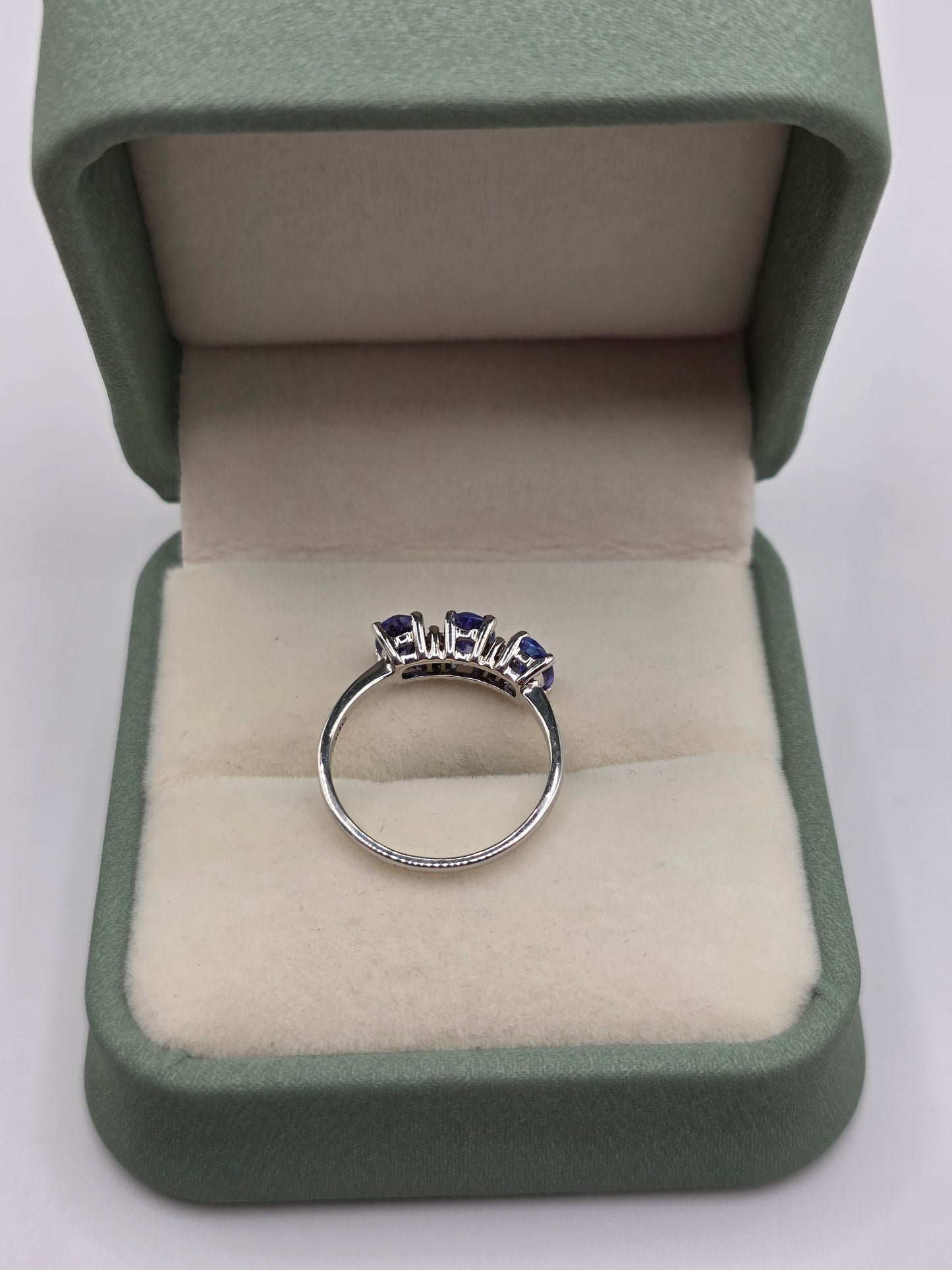 9ct white gold tanzanite and diamond ring