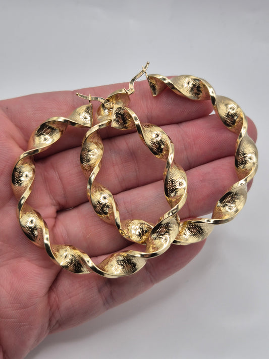 Huge 14ct gold creole earrings